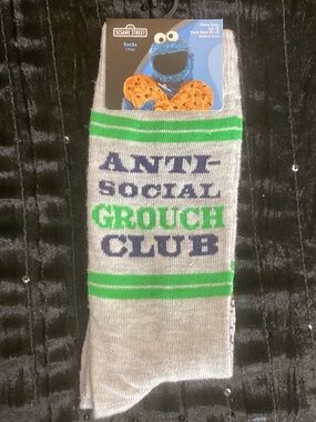 Sesame Street Oscar The Grouch 'Anti Social Grouch Club' Socks 6.5-12